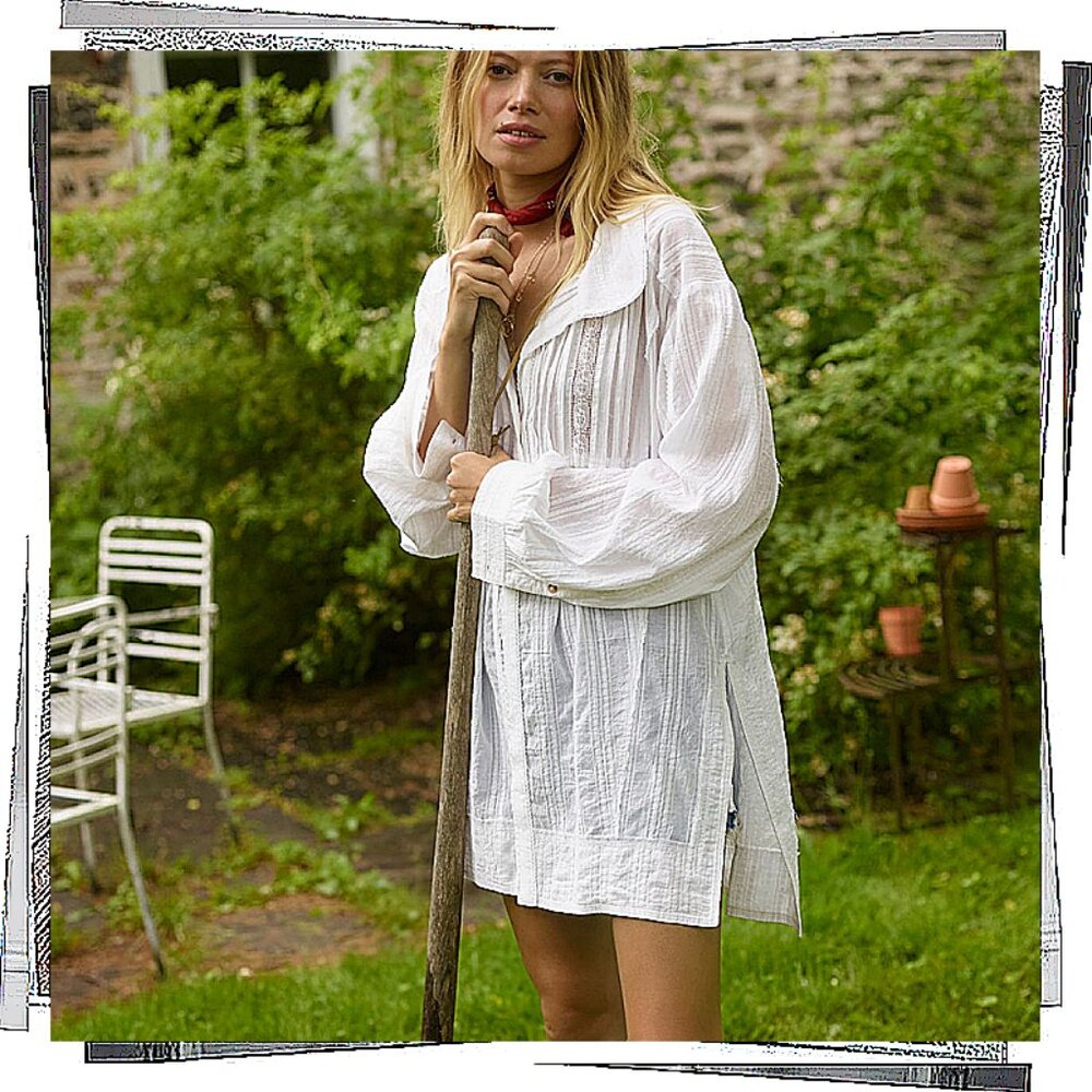 Airy White Cotton Collared Pintuck Button Down Blouse (XS) by Pilcro